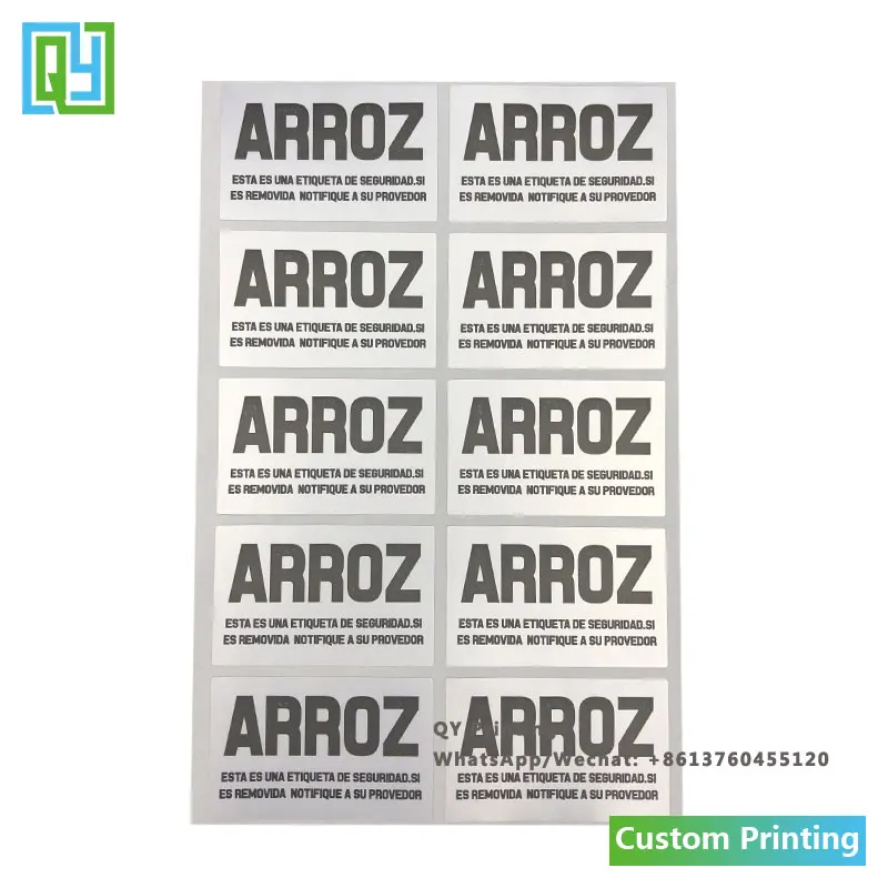 1000pcs 40x25mm Custom Warranty Sticker For Mobile Phone Packagings Silver Void Labels Logo Sticker Customized Logo Text Number