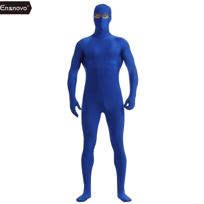 Ensnovo Adulto Nero Aperto Gli Occhi di Nylon Zentai Costume Seconda Pelle Stretto Vestiti di Tutto il Corpo di Halloween Cosplay Costumi Spandex