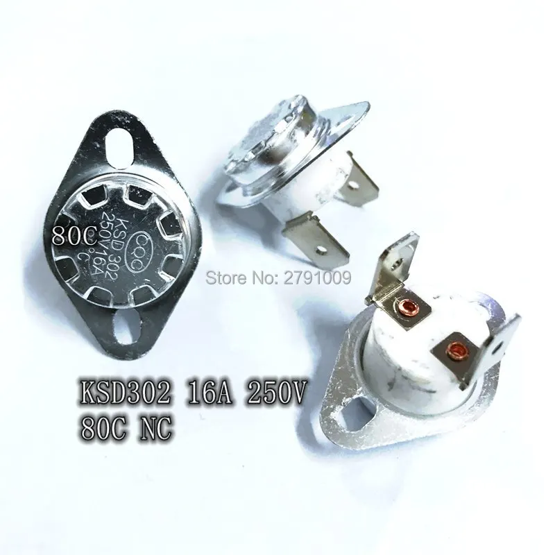 KSD302 / KSD301 80C, 10 шт., автоматический переключатель температуры, 16 А, 250 В, 80 градусов KSD302 / KSD301 80C, 10 шт., автоматический переключатель температуры, 16 А, 250 В, 80 градусов