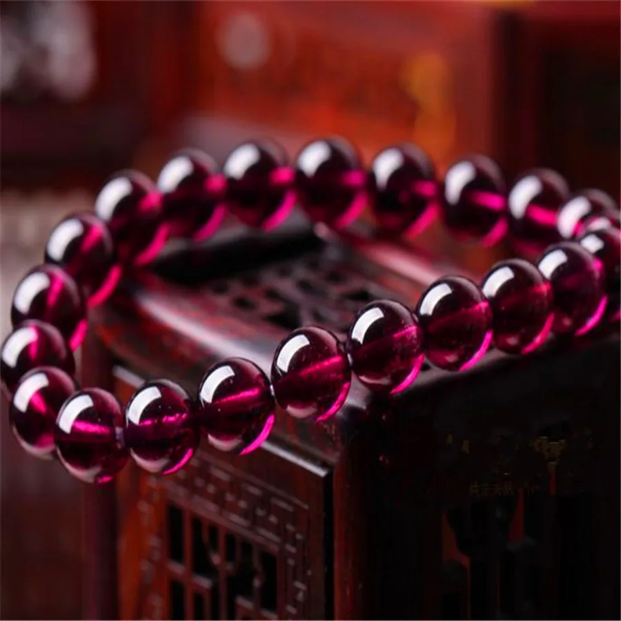 Natural Purple Garnet Bracelets 8mm Women Men Rare Stretch Clear Crystal Round Bead Bracelet Drop Shipping AAAAAAA