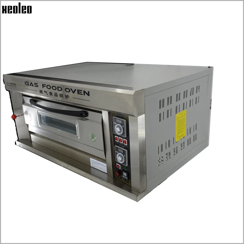 XEOLEO Commercial Gas Oven Bread Baking Machine Stainless Steel 1Layer 2 Plates Bakery Equipment with Digital Timer Cookie/Food