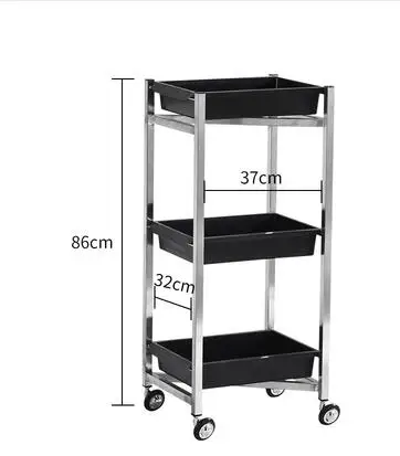 New stainless steel hair care cart with three layers, including postage-free tool cart, hair color cart.