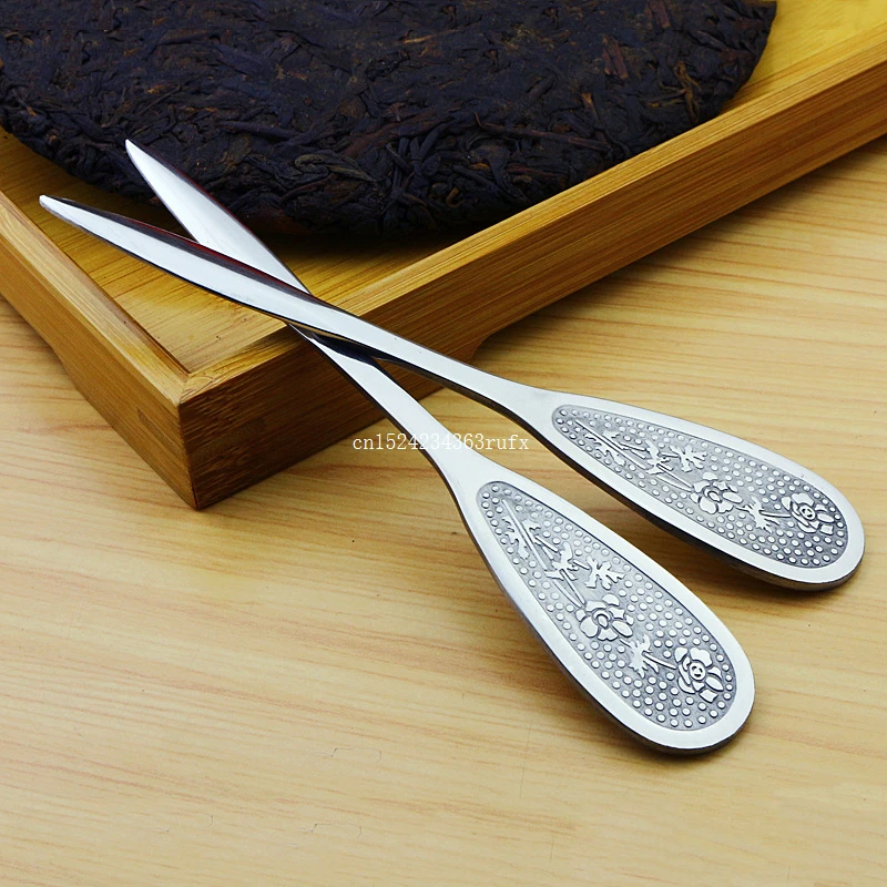 

100 pcs Tea Knife Stainless Steel Puer Needle Prying Tool For Chinese Tea Thickness Insert Tea Cake Brick Cone Tea Cutters