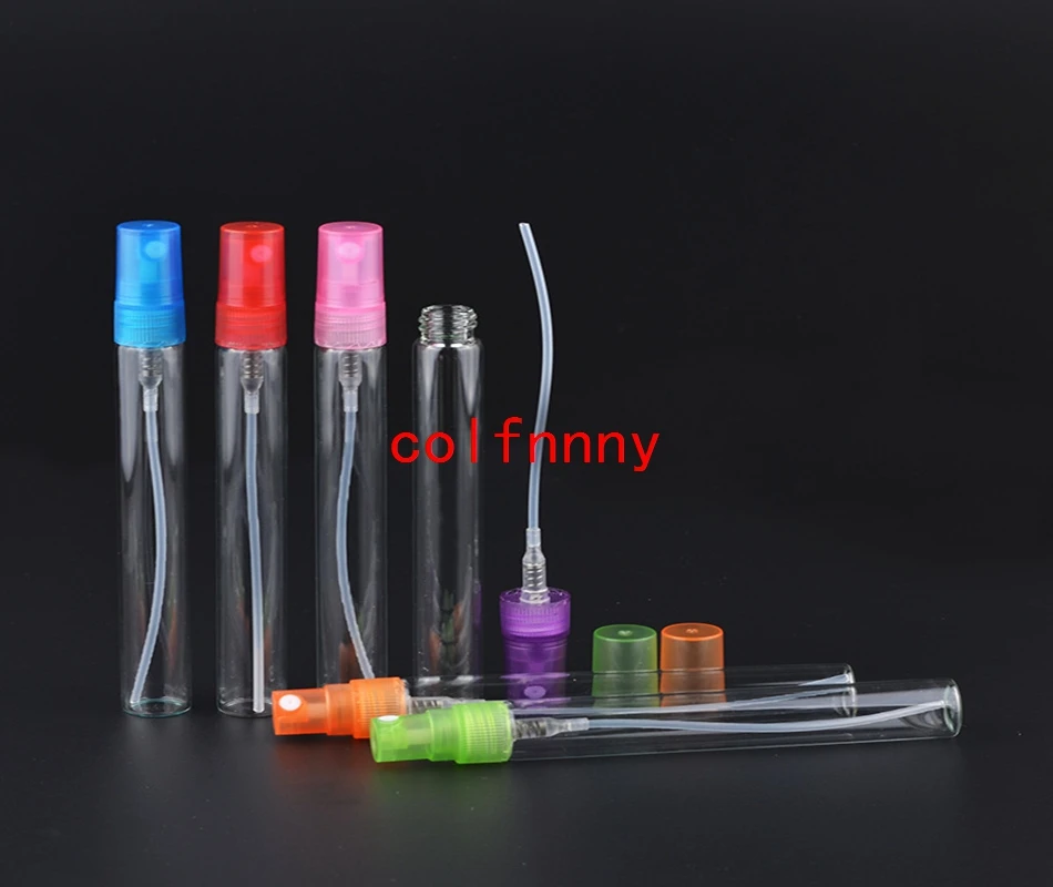 1000pcs/lot High Quality Glass Perfume Spray Bottles 10 ml With 6 Color Lip Refillable Small Sprayer Atomizer For Women