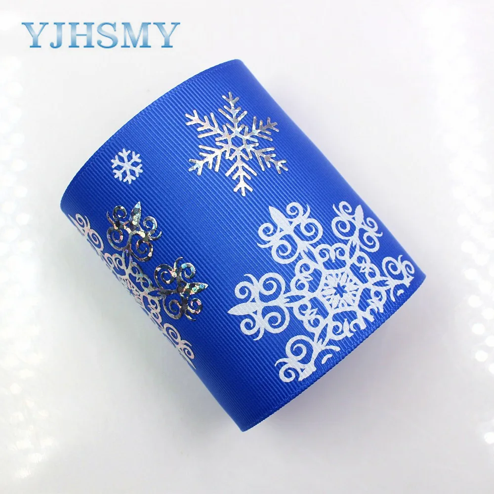 YJHSMY,C-171219-517,75 mm Solid color snowflake hot silver ribbons 5 yards,Clothing accessories gift packaging DIY material