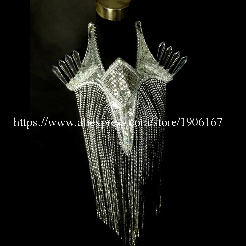 Led Luminous Tassel Choker Carnival Catwalk Shows Evening Dress Led Stage Performance Clothes Ballroom Party Costume