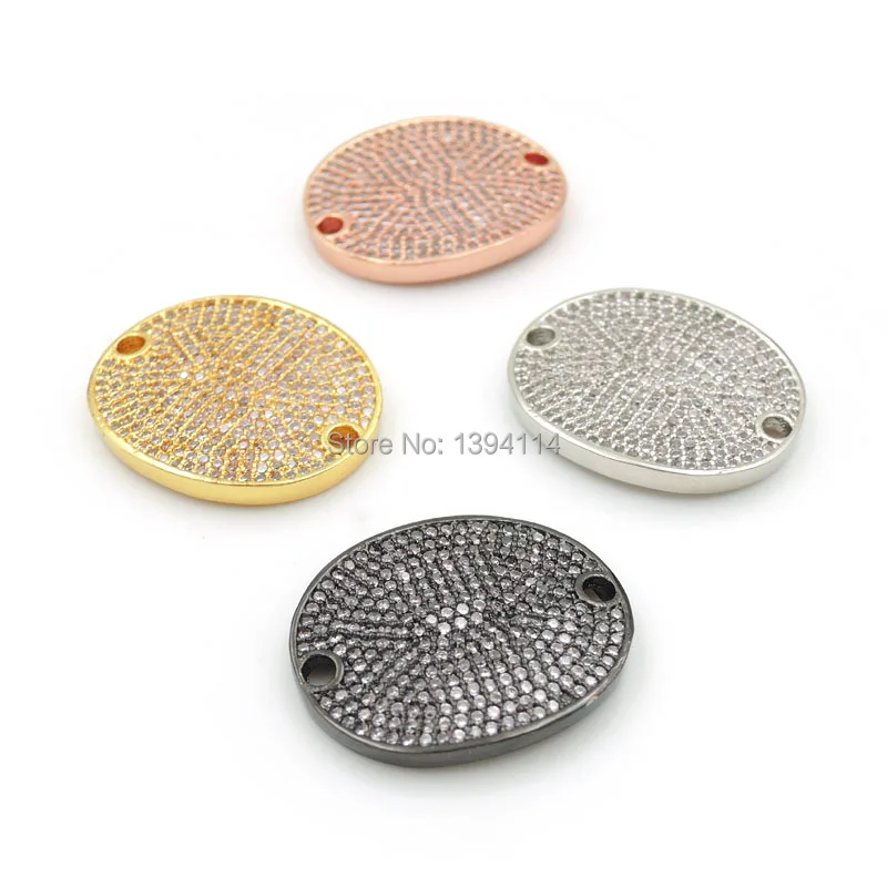 23*20*2mm Micro Pave Clear CZ Oval Connector Fit For Women As DIY Bracelets Accessory