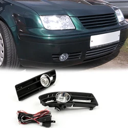 Areyourshop Bumper Grille Grill with Driving Fog Lamp Light For VW JETTA BORA MK4 TDI 99-04 Car Bumper Grill Driving Fog Lights