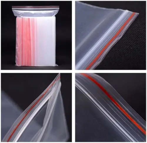 100 Pcs/Lot Jewelry Ziplock Zip Zipped Lock Reclosable Plastic Poly Clear Bags