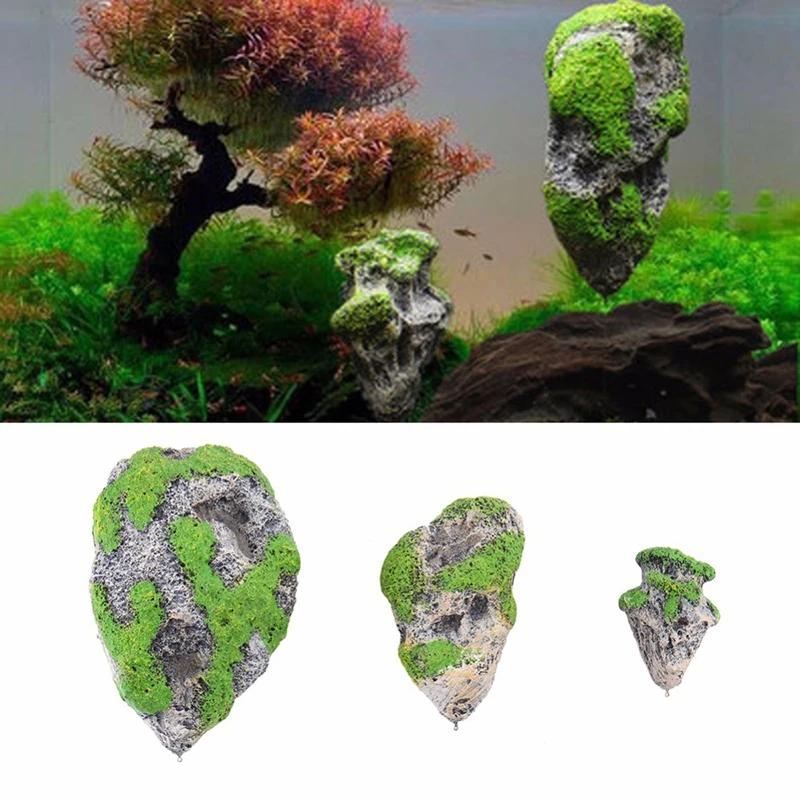 Artificial Floating Pumice Suspended Stone plant Grow on stone fish tank Ornament Avatar Fantasy Wonderland Aquarium Decoration