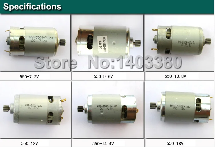 Factory direct HRS-550S-18V  10.8V 12V 14.4V DC motor of  Electric drill