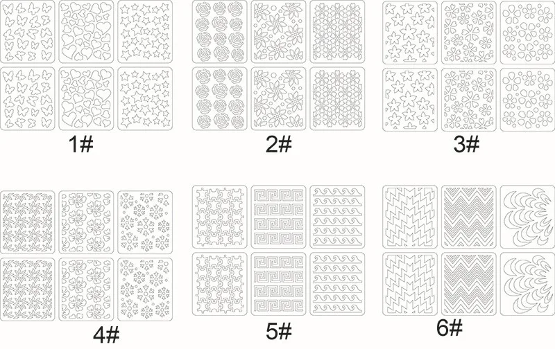 Autocollants pour ongles, pochoirs ajourés au Laser, gabarit de transfert, cœur étoile, modèle d'art, décalcomanies, décoration, 12/24