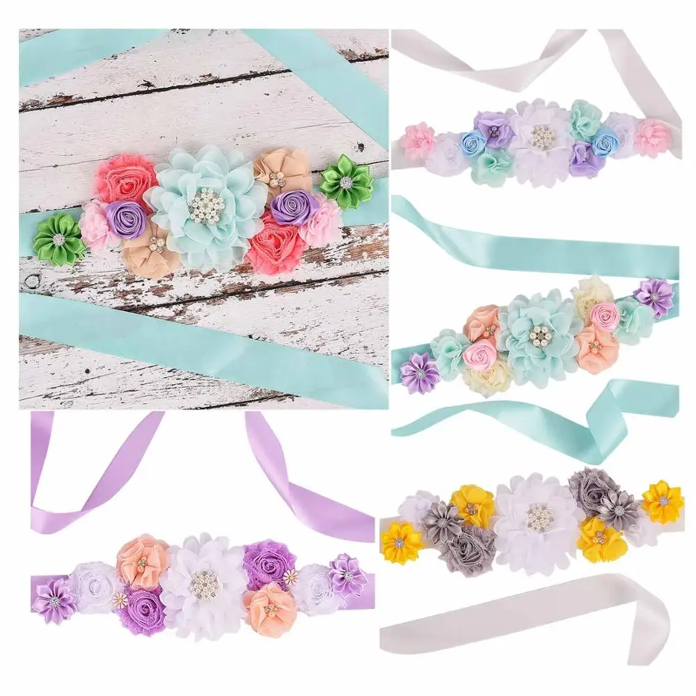 New Flower Sash Floral Maternity Sash Pregnancy Belly Belt Photo Props Gift Baby Shower Party Fancy Flower Girl Belt