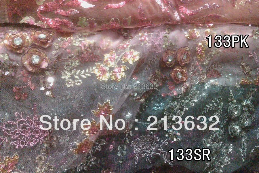 fabric flowers french lace top fabrics,switzerland voile lace weddomg dress material 3D crystal sequins,flower gauze embroidery