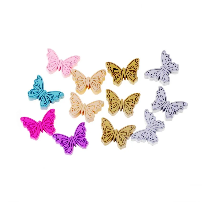 20pcs 17x24mm Butterfly Wood Spacer Beads For Baby DIY Crafts Kids Toys Spacer Beading Bead Jewelry Making DIY