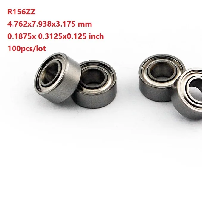 

100pcs/lot R156ZZ R156 ZZ Z 0.1875x 0.3125x0.125 inch Miniature metal cover Deep Groove Ball bearing 4.762x7.938x3.175mm