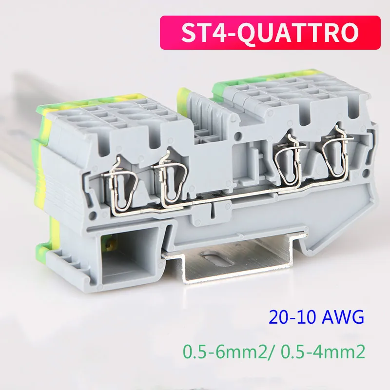 

10pcs Type ST-4-QUATTRO Fast Wiring Contductor Connector Din Rail Modular Push in Screwless Terminal Block ST 4-QUATTRO