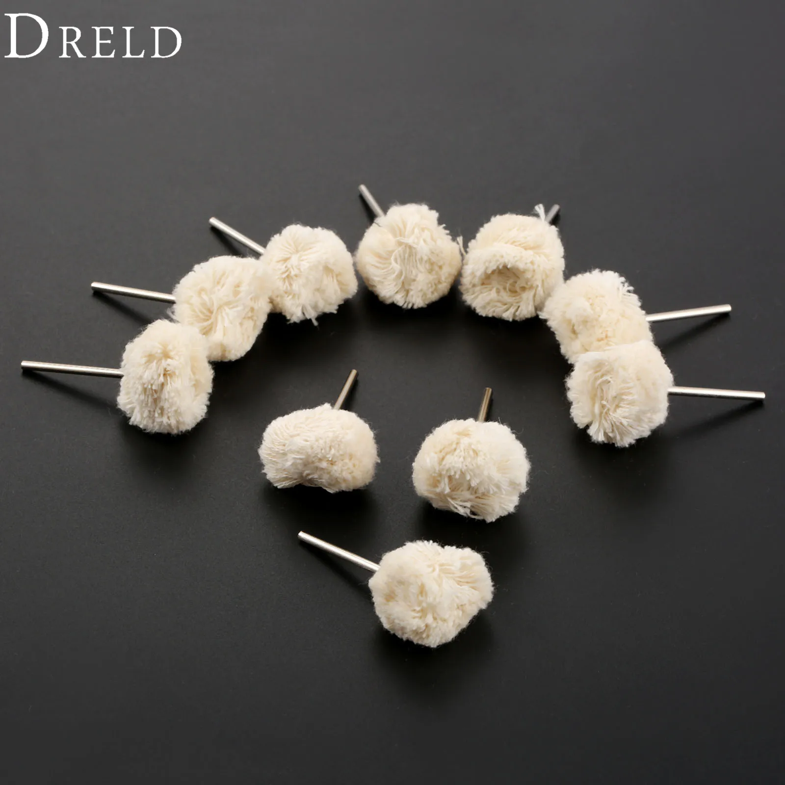 

DRELD 10Pcs Dremel Accessories 22mm Wool Polishing Buffing Wheels 2.35mm Shank Jewelry Metals Grinding for Drill Rotary Tools