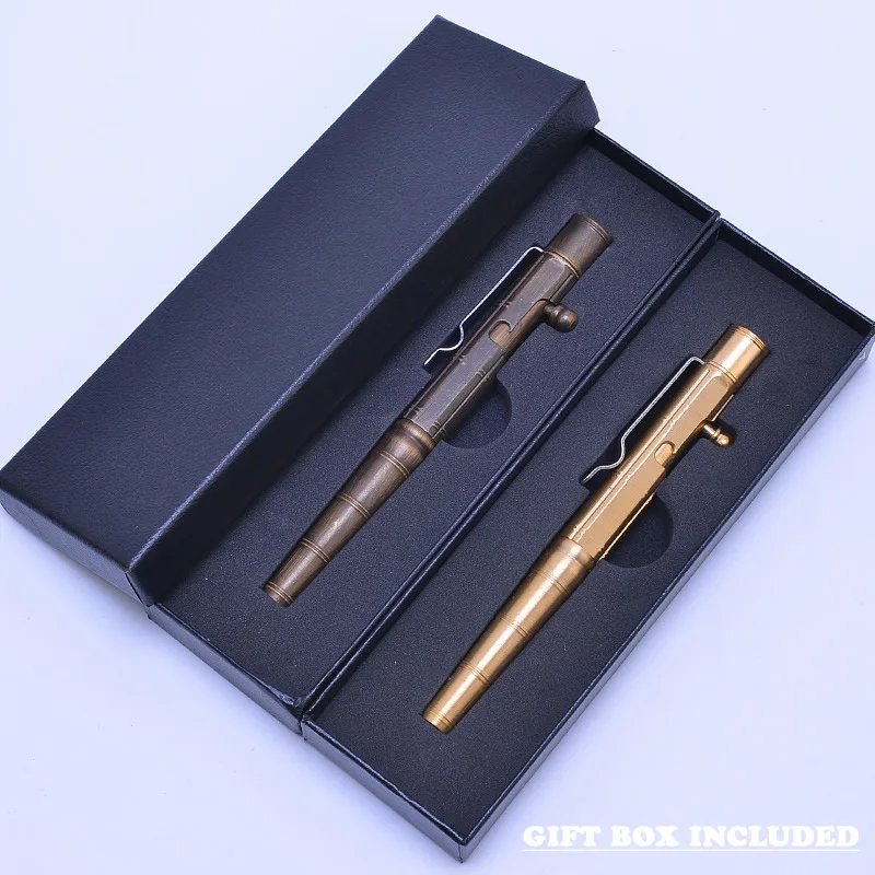 Creative Brass Tactical Pen Self Defense Tool Emergency Glass Breaker For Outdoor Camp EDC Tool Business Collectible Pen Gift