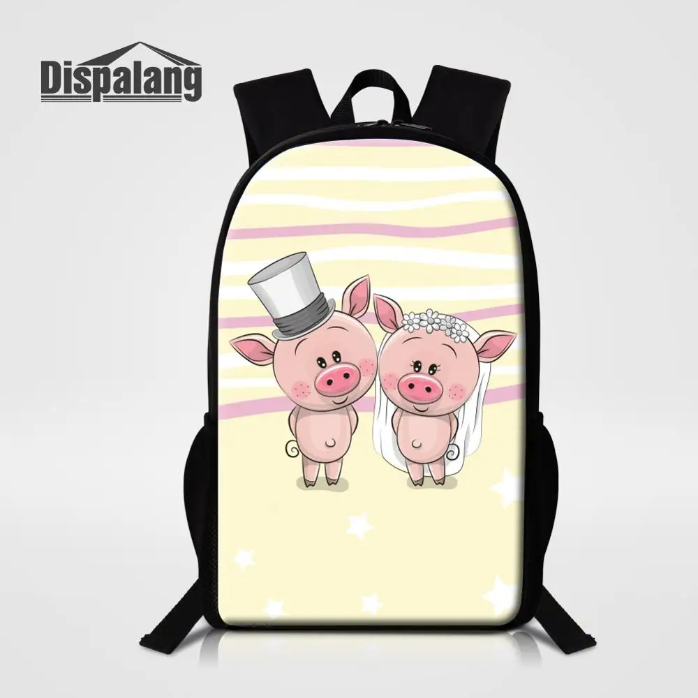 Pig Animal Printed School Backpack For Teenage Girls Cartoon Piggy Primary Schoolbag Women's 16 Inch Travel Shoulder Bag Bagpack