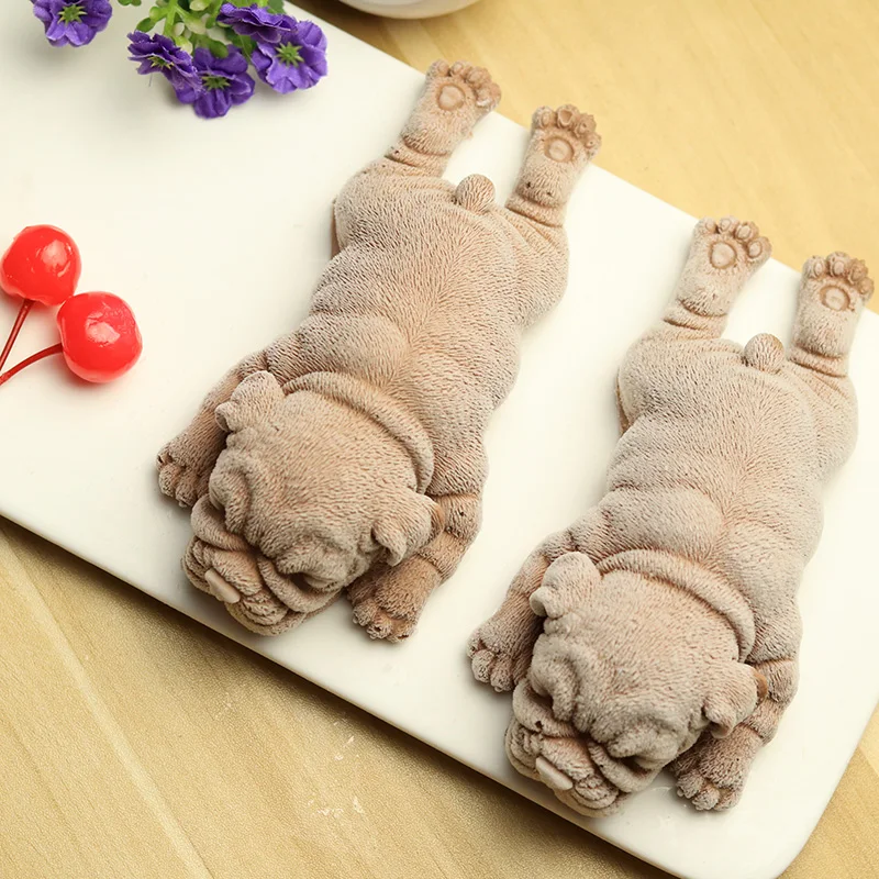 3D Shar Pei Cute Dog Silicone Mold Mousse Cake Ice Cream Jello Pudding Blast Chilling Tool Fondant Decoration Soap Candle Mould