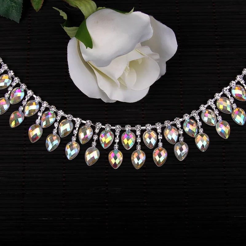 Free Shipping 5yards Rhinestone Chain Bridal Sash Rhinestone Applique, Wedding Applique,Rhinestone Trimming LSRT004