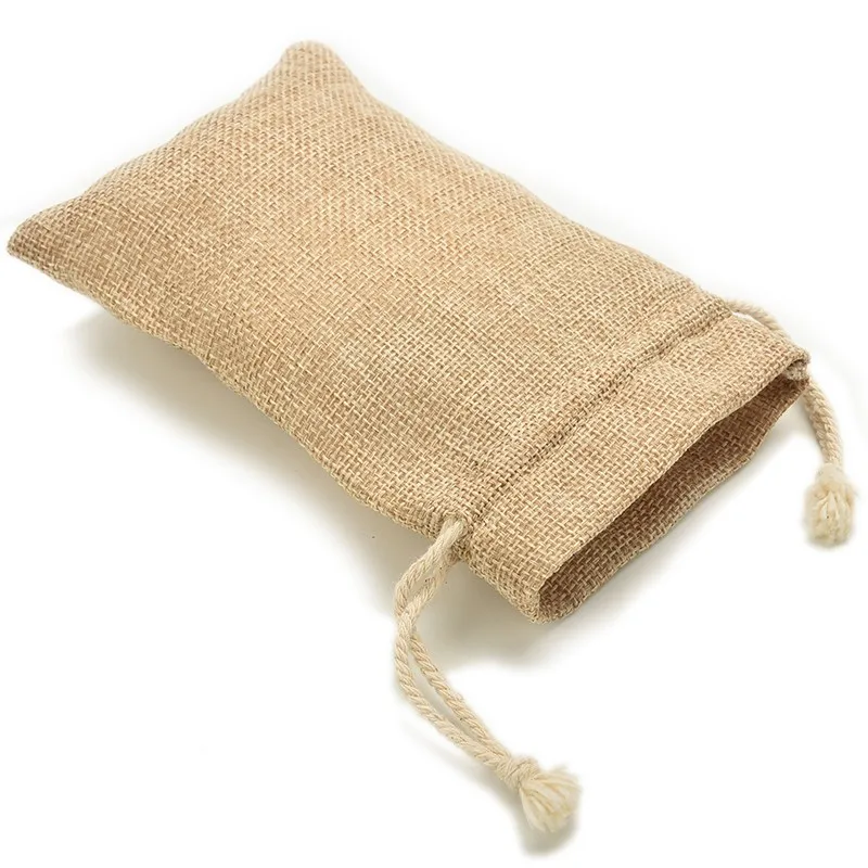 DIY Handmade Burlap Jute Drawstring กระเป๋าสำหรับคริสต์มาสของขวัญ Candy Storage/ตกแต่งงานแต่งงาน/สบู่7x10cm