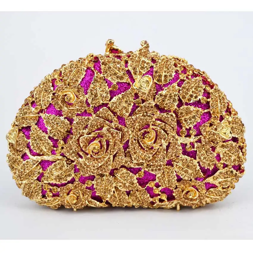 

Brand Clutch Luxury Crystal Rose figure Women Clutch Bag Evening bag Handbag For Party Prom box Day clutches (88303-I)