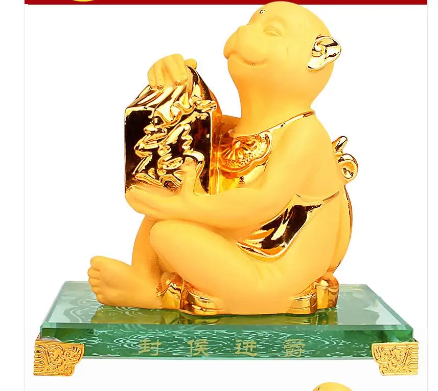 

gold Chinese zodiac Monkey chicken big golden zodiac Animal brings handicraft diamond painting gift sculpture home decoration