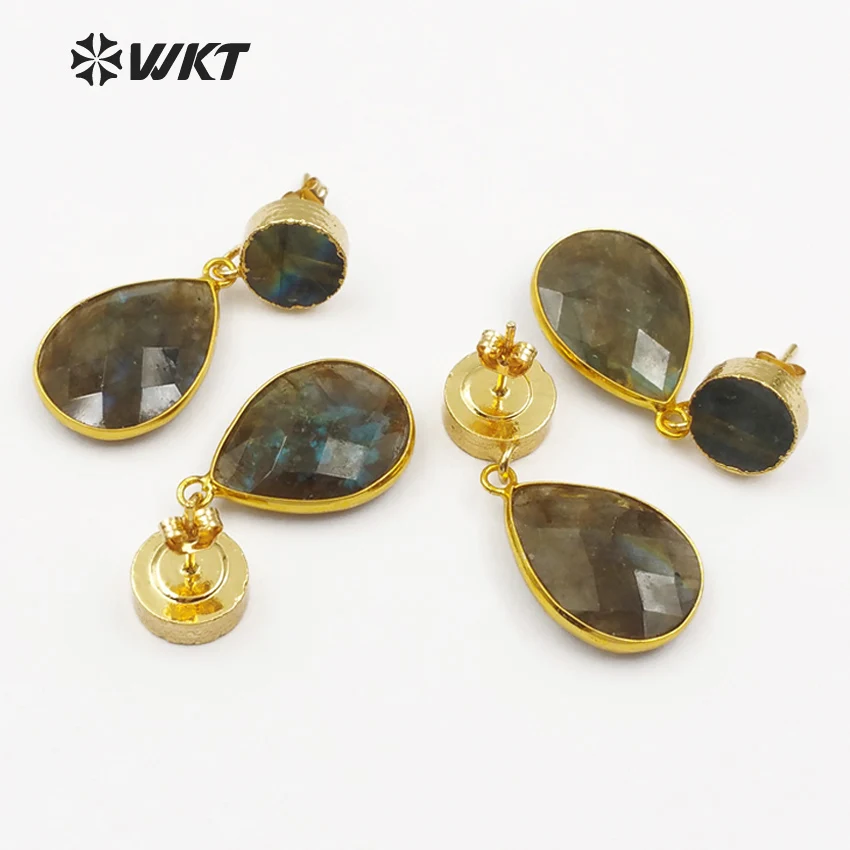 

WT-E441 Simply Design Sparkly Exquistie Natural Labradorite Earring Tear's Drop Shape Earring For Women Wedding Bridesmaid