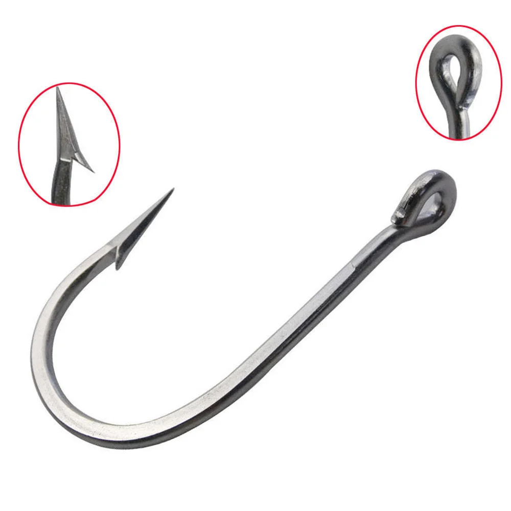 Hyaena 10pcs/lot 7732 Size 4/0-10/0 Strong Stainless Steel Fishing Hook Big Game Fishing Accessories Seafishing Hook