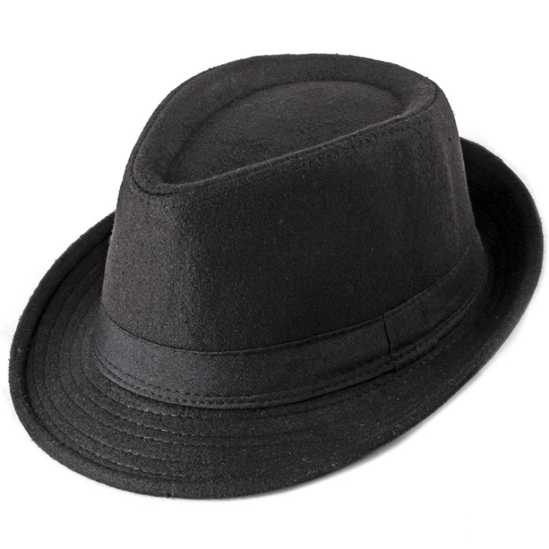 HT2202 Fedoras Winter Autumn Women Men Wool Fedora Hat Top Jazz Hat Fashion Solid Plain Trilby Hats with Band Retro Derby Hats