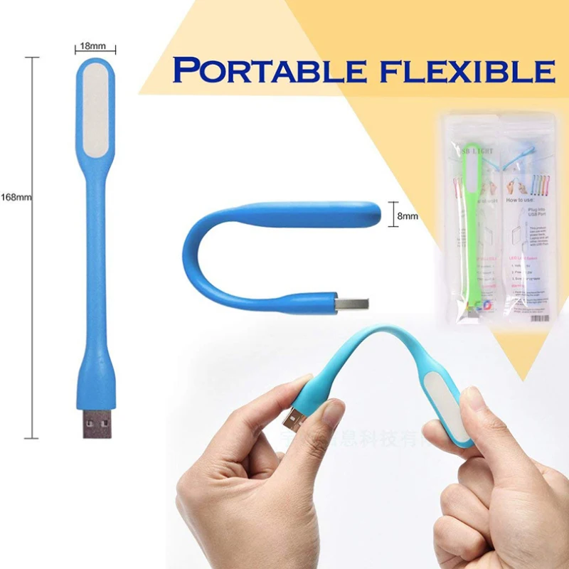 Lampe de lecture Portable pliable à LED, USB, veilleuse, DC 5V, pour Power Bank, ordinateur Portable, Notebook