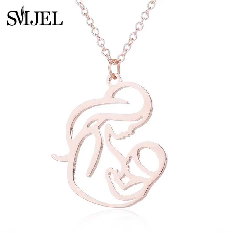 SMJEL New Family MUM Stainless Steel Necklaces for Women Fashion Mom Necklace Collier Jewelry Mother's Day Gift Dropshiping