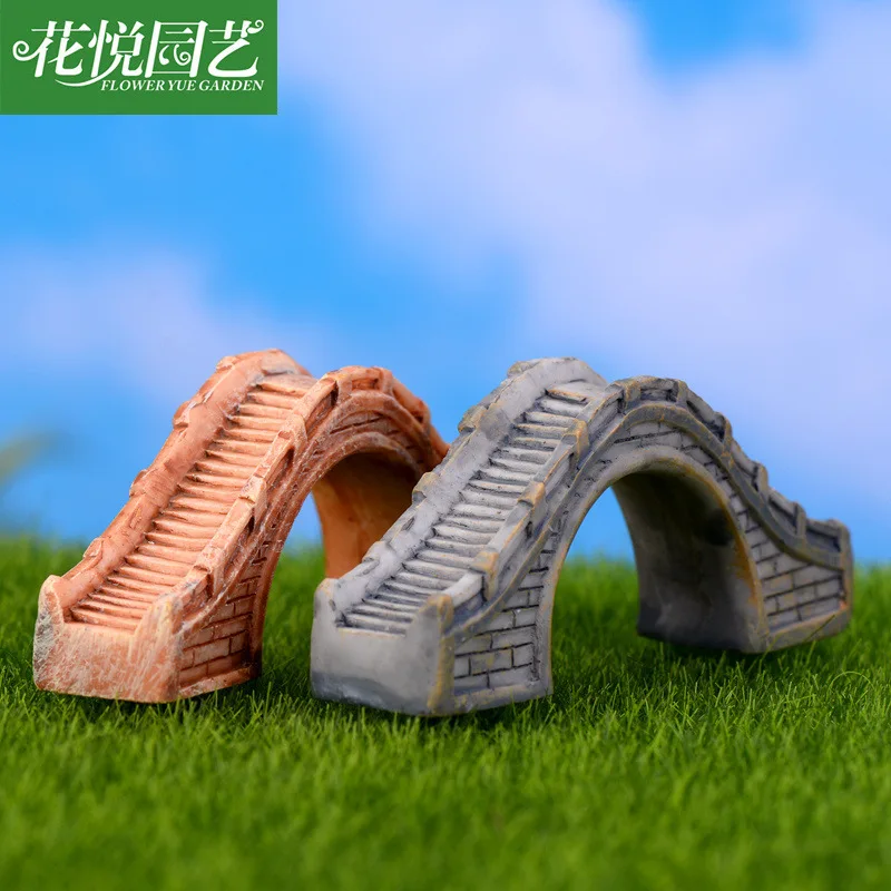 Resin Style Simulation Semi-round Bridge Holes miniature Pedestrian Bridge  Part garden figures DIY  Micro Landscape Decoration