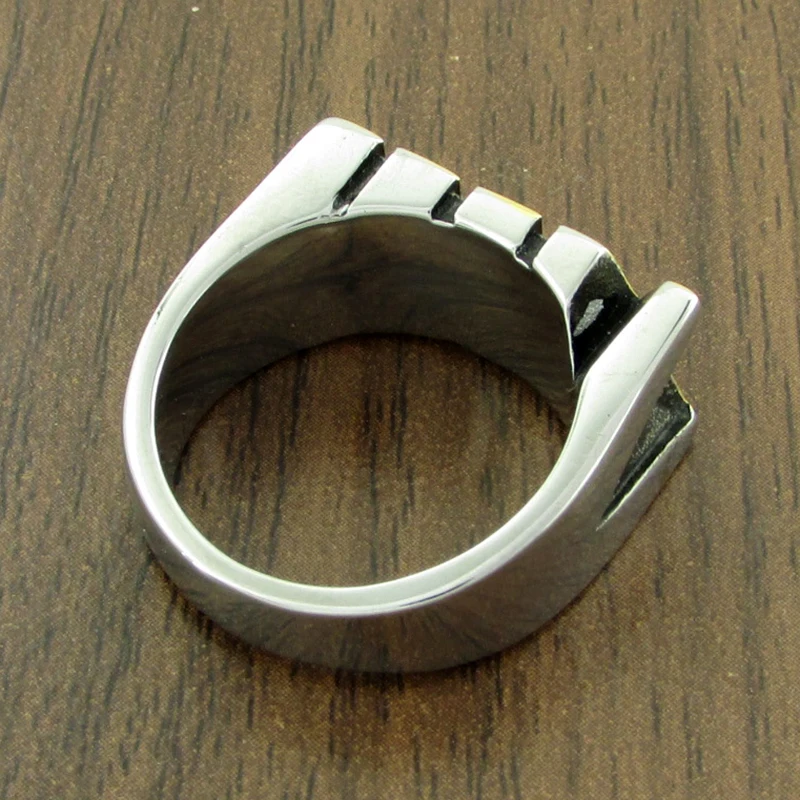 Punk 316L Stainless Steel Indirect Gold Plated Roman Number XIII 13 Ring Jewelry