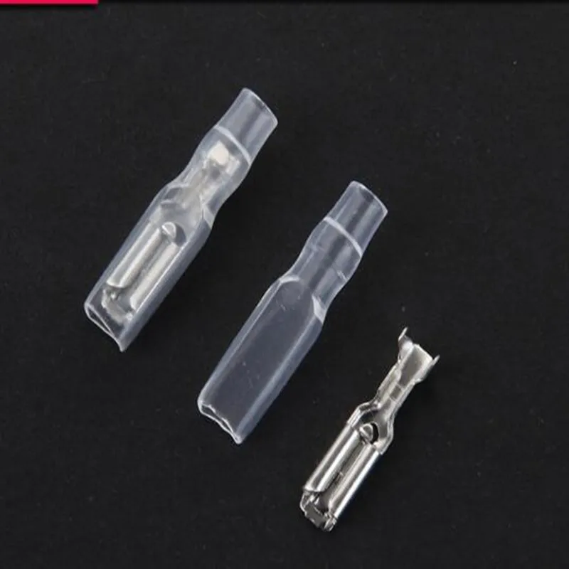 50sets 2.8 mm with transparent sheath inserted spring 2.8mm Female connector terminal Faston with insulator for wire