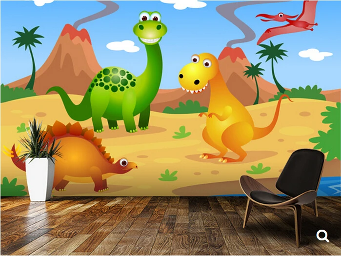 Custom children wallpaper,Fun Dinosaurs,3D cartoon murals for children's rooms park backdrop waterproof papel de parede