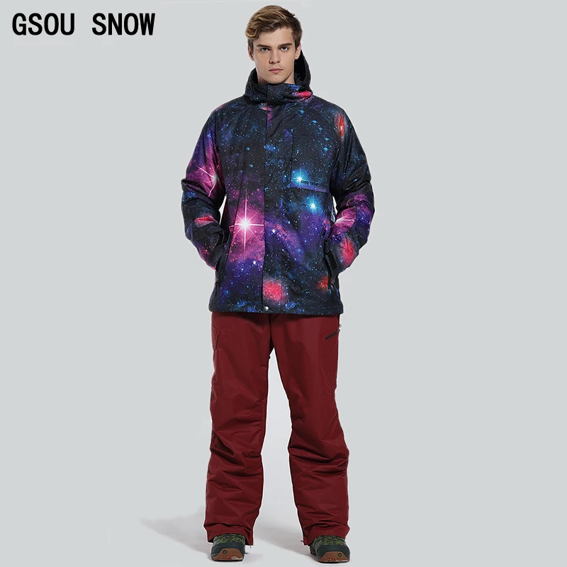 

Mens starry sky ski suit male wolf head snowboarding skiing suit set men mountaineering climbing wear skiwear snow suit