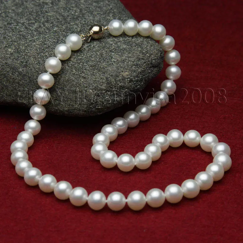 

Women Gift Word Love Shipping Real Gift AAA Lovely 10-12mm White Fresh Water Pearls Necklace 18" $ Luxury Girls Wedding-jewelry