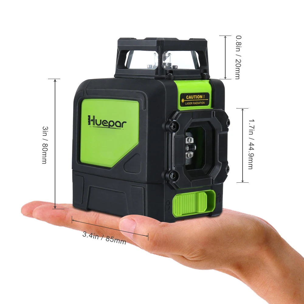 Huepar 5 Lines Laser Level Tools Green Beam Cross Switch Line Manual Self-leveling 360° Pulse Mode With Bracket Glasses Sets