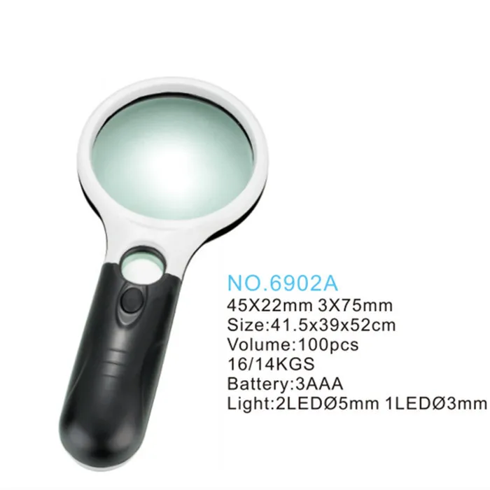 Handheld 10X- 20X with 3 LED Light Reading Magnifier for Elderly Jewelry Appraisal