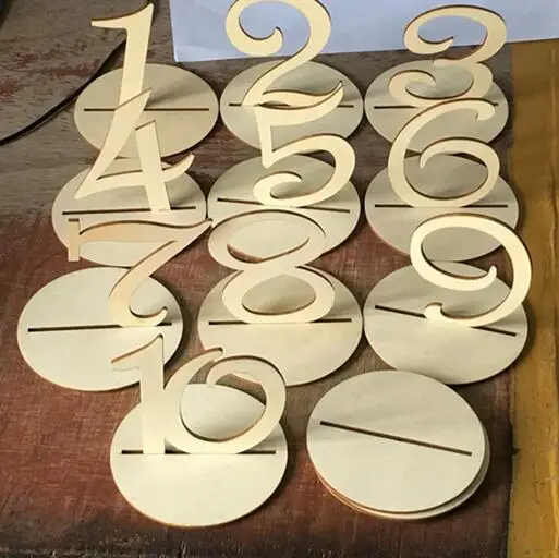 

10sets Wedding Party Supplies 1 to 10 Wooden Table Numbers with Round Holder Base for Home Decoration Catering Reception