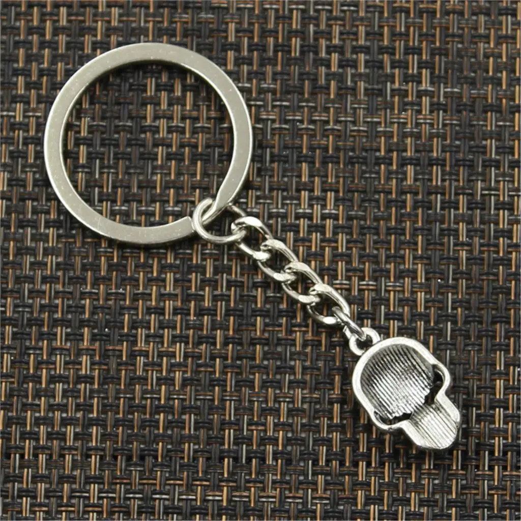 New Fashion Men 30mm Keychain DIY Metal Holder Chain Vintage Skeleton Head Skull 21x13mm Silver Color Pendant Gift