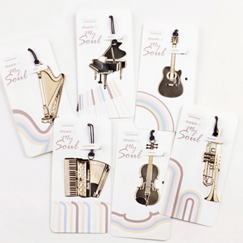 musical instrument bookmark students stationery creative metal bookmarks chain school supplies book decor gifts for reader,kids