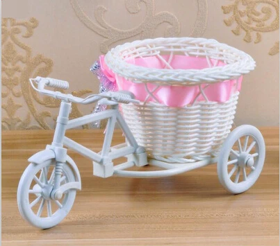 White Tricycle Bike Design Flower Basket Storage Container Party Wedding