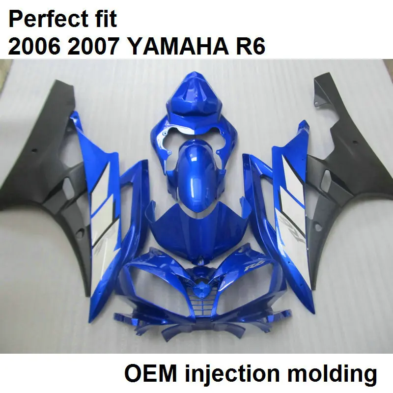 Fit for Yamaha injection molding YZF R6 06 07 blue black motorcycle fairings set YZFR6 2006 2007 BN21