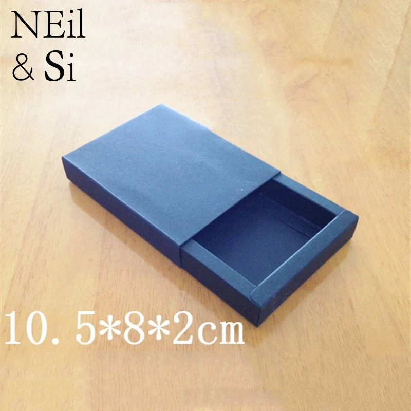 

Vintage Black Drawer Box for Gift Candy Tea Power Bank Packaging Paper Cardboard Boxes 10x8x2cm Free Shipping