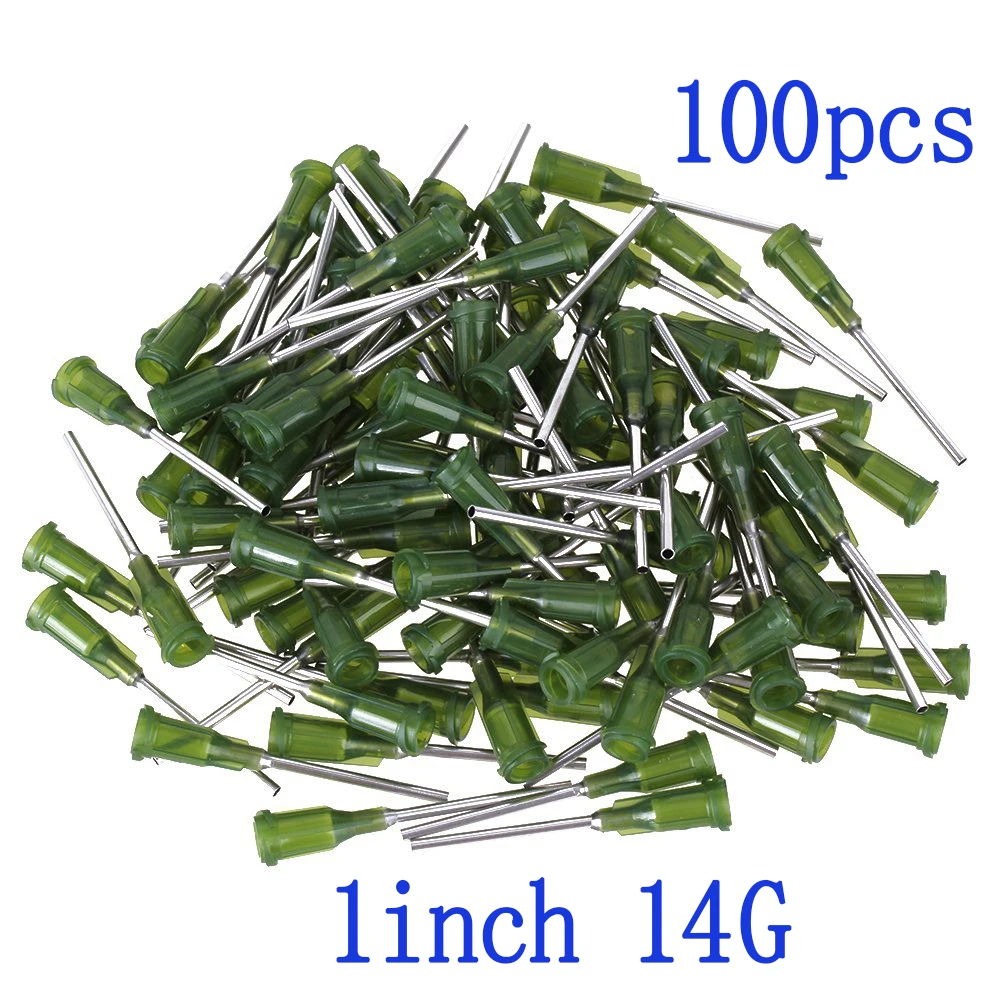 100pcs, Dispensing Needles Syringe Needle Blunt Tip with Luer Lock 14G x 1”(1Inch Length),Screw Interface Needles 14Ga