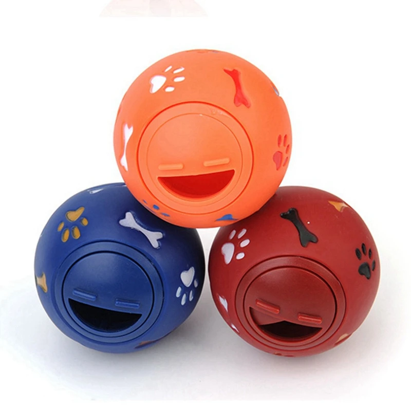 Dog Toy Puzzle Toy Ball Milk Flavour Rubber Bone Stripe Case Rotary Switch Dog Footprint Pet Puzzle Leakage Food Ball